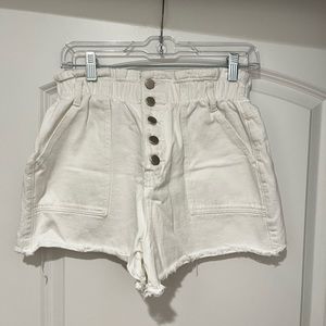 White jean shorts